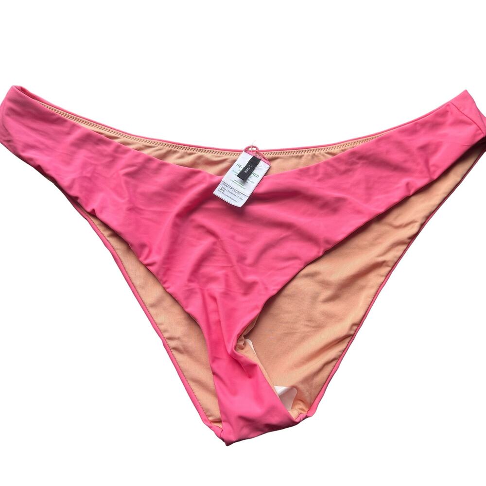 J. Crew Women's Curved-Waist Cheeky Bikini Bottom Pink Size XXL NWT